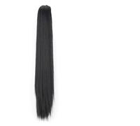 Queue de Cheval Extension Long Ponytail Extension, 24" Straight Claw Clip Ponytail Hair Extensions Natural Looking Heat Resistant Synthetic Ponytail Hairpiece for Women Queue de Cheval (Color : 1B,