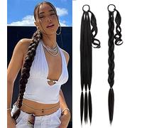 Queue de Cheval Extension, MY-LADY 86cm Postiche Cheveux Tressage Extensions Extension de Cheveux Longue Droit Naturel Postiche Synthétique DIY Ponytail Extension,Brun foncé