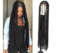 Queue de Cheval Extension Perruques tressées synthétiques 50 pouces Lace Front Wigs Faux Braids Hair Traingle Knotless Long Wig Queue de Cheval