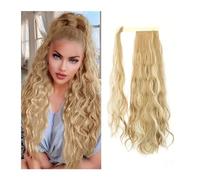 Queue de Cheval Extension Postiche Blonde for femmes 24 pouces longue bouclée ondulée synthétique queue de cheval Extension chaîne autour de Clip dans l'extension de cheveux Queue de Cheval(Blonde)