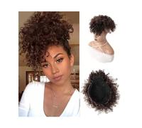 Queue de Cheval Extension Queue de cheval afro bouffante avec cordon de serrage avec frange - Extension courte crépue bouclée for femme - Clip synthétique en forme d'ananas - Queue de cheval chignon E