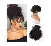 Queue de Cheval Extension Queue de cheval afro bouffante avec cordon de serrage avec frange - Extension courte crépue bouclée for femme - Clip synthétique en forme d'ananas - Queue de cheval chignon E
