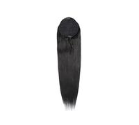 Queue de cheval Extension queue de cheval en cheveux humains brésiliens longs et lisses, 100% Remy Hair, avec cordon serrage, #1B Coiffure(24inches)