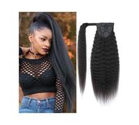 Queue de cheval Extension queue de cheval en cheveux humains brésiliens vierges for femmes noires, avec pâte magique(24inches)