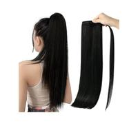 Queue de cheval Extension queue de cheval lisse 14 à 26 pouces, postiche en cheveux humains naturels doux enrouler for femmes Coiffure(18inches)
