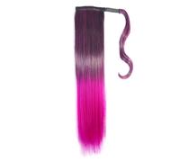 Queue De Cheval Extension queue de cheval synthétique lisse à enrouler, postiche ombré bleu-vert-violet(Color 9)