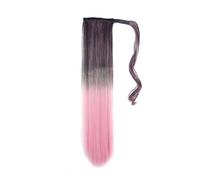 Queue de cheval Extension queue de cheval synthétique lisse à enrouler, postiche ombré bleu-vert-violet(S-1BT2311)