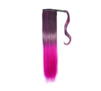 Queue de cheval Extension queue de cheval synthétique lisse à enrouler, postiche ombré bleu-vert-violet(S-1BTPINK3)