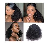 Queue de Cheval Extensions Cheveux humains Remy Hair Ponytail Clip In Hair 12 14 16 Pouces Afro Kinky Curly Cordon Ponytail Extensions Natural Black Curly Ponytail Postiches Postiche Queue de Cheval(1
