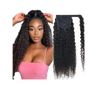 Queue de cheval Extensions de cheveux humains Kinky Curly Ponytail Wrap Around Longue extension queue cheval Clip couleur naturelle dans les extensions Remy for femme noire Coiffure(20inch 100g)