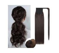 Queue de cheval Extensions de cheveux humains queue cheval droites # 2 brun foncé enveloppant autour la pince en postiches 16 "-26" vierges brésiliens Coiffure(18inches)
