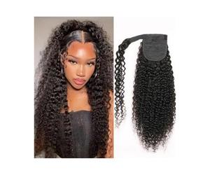 Queue de cheval Extensions de cheveux humains Wrap Around Extensions Kinky Curly Brazilian Vierge Pieces for Black Women Faux cheveux(24inches)