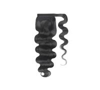 Queue de cheval Extensions de cheveux ondulés en queue cheval, humains brésiliens vierges, 100% naturels, noirs Coiffure(16inches)