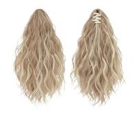 Queue De Cheval Extensions de cheveux synthétiques courts bouclés à pince 33 cm, queue cheval blonde et brune ondulée, fausse cochon(Color 4)