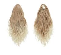 Queue De Cheval Extensions de cheveux synthétiques courts bouclés à pince 33 cm, queue cheval blonde et brune ondulée, fausse cochon(Color 2)