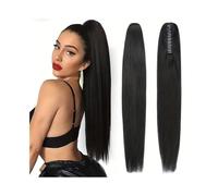 Queue de cheval, Extensions de queue cheval à pinces, cheveux humains Remy, 25 76 cm, longs et raides, postiches clipser,Extensions de cheveux(10inches)