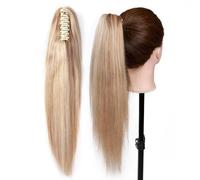 Queue de cheval, Extensions de queue cheval à pinces for femmes, 120 g, postiches en cheveux humains,Extensions de cheveux(Brown gold)