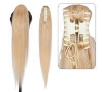 Queue de cheval, Extensions de queue cheval à pinces for femmes, 120 g, postiches en cheveux humains,Extensions de cheveux(Platinum Blonde)