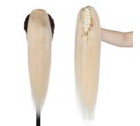 Queue de cheval, Extensions de queue cheval à pinces for femmes, 120 g, postiches en cheveux humains,Extensions de cheveux(Bleach Blonde)