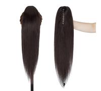 Queue de cheval, Extensions de queue cheval à pinces for femmes, 120 g, postiches en cheveux humains,Extensions de cheveux(Dark brown)
