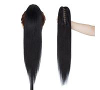 Queue de cheval, Extensions de queue cheval à pinces for femmes, 120 g, postiches en cheveux humains,Extensions de cheveux(Black)
