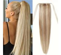 Queue de cheval, Extensions de queue cheval en cheveux humains 25 à 60 cm avec peigne respirant(16inch)