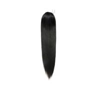 Queue de cheval Extensions de queue cheval en cheveux humains, raides, cordon serrage, avec clips, couleur noire Coiffure(22inches)