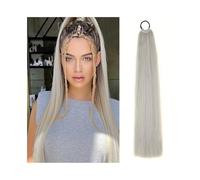Queue de cheval Extensions de queue cheval longues et lisses, postiche synthétique à bande élastique naturelle douce 61 cm for femmes Coiffure(Sliver)
