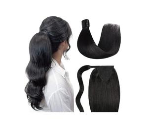 Queue de Cheval Extensions Extension de queue de cheval cheveux humains enroulés autour du morceau de cheveux 16-26 pouces de long et droit Extension de queue de cheval de cheveux Remy avec pâte magiq