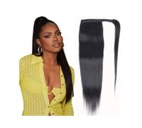 Queue De Cheval Humaine Longue Ligne Droite Enveloppe Cheveux Autour Des Extensions Remy Brésiliens Pince Ins Postiche Couleur Naturelle Pour un usage quotidien(8inches)