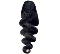 Queue de cheval ondulée noire à cordon, en cheveux humains brésiliens Remy for femmes Pour un usage quotidien(22inch)