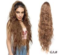Queue de cheval, Perruque Queue de Cheval Femme Cheveux Longs Grip Ondulation d'eau Perruques Bouclés Fibre Chimique Haute(Golden,24inch(60cm))