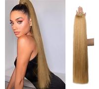 Queue de cheval, Perruque queue de cheval for femme avec extension de cheveux tressée à anneau élastique(Dark brown)