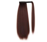 Queue de cheval, Perruque queue de cheval lisse moustaches de maïs queue de cheval duveteuse(Brownish red)