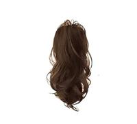 Queue de cheval Perruque synthétique à queue de cheval haute et moitié attachée, clip l'arrière la tête, duveteuse, augmente le volume, ondulation enroulée Coiffure(Light Brown)