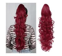 Queue de cheval Ponytail Extension, 30 Inch Claw Clip in Long Wavy Curly Fluffy Multi Layered Synthetic Hair Piece Coiffure(Burg)