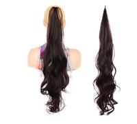 Queue de Cheval Postiche bouclée naturelle for femmes 32 pouces queue de cheval synthétique longue couche enveloppe Flexible autour des Extensions de cheveux de fausse queue Queue de Cheval Extension(