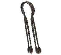 Queue de cheval synthétique aspect naturel avec bande élastique réglable double tresse pour coiffure quotidienne perruques tressées pour cosplay