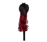 Queue de cheval synthétique avec ruban, 1 pièce, vagues bou s mi-longues noires et rouges, usage quotidien naturel, accessoires perruque for dames