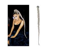 Queue de cheval synthétique chignon avec anneau de cheveux en caoutchouc longues tresses de boxe extensions de cheveux tresse au crochet Pour un usage quotidien(Silver Grey)