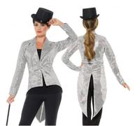 Queue de frack à paillettes pour femme - Argent XL - Tenue glamour pour occasions spéciales - Look élégant pour femme