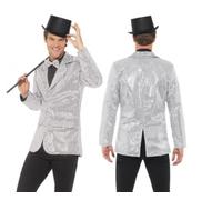 Queue de frack à paillettes pour homme - Argent XXL - Tenue glamour pour occasions spéciales - Look unique pour hommes