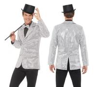 Queue de frack à paillettes pour homme - Argenté XL - Tenue glamour pour occasions spéciales - Look élégant pour hommes