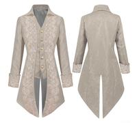 Queue de morue brodée pour homme de style gothique victorien pour costume de foire de la Renaissance, médiéval et steampunk (2XL, beige)