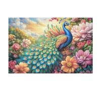 Queue de Paon Parmi Les Fleurs 1000 Pièces Puzzle Collectionneur en Carton Haute Qualité Haute Difficulté Décoration Murale Oeuvre d'art Cadeau Noël Premium 1000 PCS