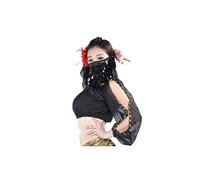 Queue de phénix pour fille - Voile de danse du ventre - Ornements - Coiffe en gaze - Écharpe de gaze pour le visage, noir, taille unique