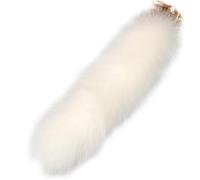 Queue de renard en fausse fourrure de 40cm porte-clés doux en fausse queue d'animal pendentif queue de Therian pelucheux longue queue de renard porte-breloques pour sac à main porte-clés queue blanche