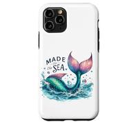 Queue de sirène fantaisie avec éclaboussures d'océan, rose et bleu sarcelle Coque pour iPhone 11 Pro
