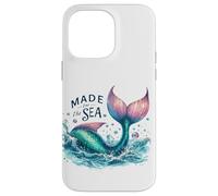Queue de sirène fantaisie avec éclaboussures d'océan, rose et bleu sarcelle Coque pour iPhone 14 Pro Max