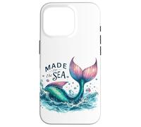 Queue de sirène fantaisie avec éclaboussures d'océan, rose et bleu sarcelle Coque pour iPhone 16 Pro